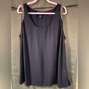 Lane Bryant Black Beaded Shoulder Tank